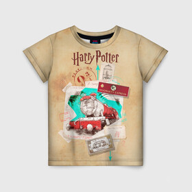 Детская футболка 3D с принтом Harry Potter Hogwarts Express в Белгороде, 100% гипоаллергенный полиэфир | прямой крой, круглый вырез горловины, длина до линии бедер, чуть спущенное плечо, ткань немного тянется | harry potter | kings cross station | vdosadir | вокзал кингс кросс | гарри поттер | джоан роулинг | платформа
