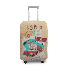Чехол для чемодана 3D с принтом Harry Potter Hogwarts Express в Белгороде, 86% полиэфир, 14% спандекс | двустороннее нанесение принта, прорези для ручек и колес | harry potter | kings cross station | vdosadir | вокзал кингс кросс | гарри поттер | джоан роулинг | платформа