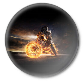 Значок с принтом Flame в Белгороде,  металл | круглая форма, металлическая застежка в виде булавки | Тематика изображения на принте: fire | flame | helmet | motorcycle | night | racer | гонщик | мотоцикл | ночь | огонь | пламя | шлем