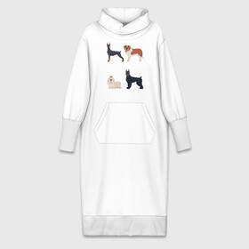 Платье удлиненное хлопок с принтом доберман ши тцу белый в Белгороде,  |  | доберман | песокафе | сенбернар | собаки | ши тцу