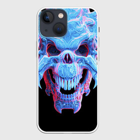 Чехол для iPhone 13 mini с принтом Череп Психоделика в Белгороде,  |  | skull | зверь | зубы | психоделика | психоделический | страшный | хищник | череп | череп зверя | чужой