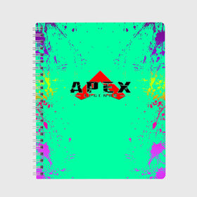 Тетрадь с принтом APEX LEGENDS в Белгороде, 100% бумага | 48 листов, плотность листов — 60 г/м2, плотность картонной обложки — 250 г/м2. Листы скреплены сбоку удобной пружинной спиралью. Уголки страниц и обложки скругленные. Цвет линий — светло-серый
 | apex | apex legends | battle | battle royal | bloodhound | titanfall | wraith | апекс | апекс легендс | батл | битва | война | королевская битва | легендс | рояль