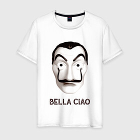 Мужская футболка хлопок с принтом BELLA CIAO в Белгороде, 100% хлопок | прямой крой, круглый вырез горловины, длина до линии бедер, слегка спущенное плечо. | bella ciao | бумажный дома | деньги | сериал