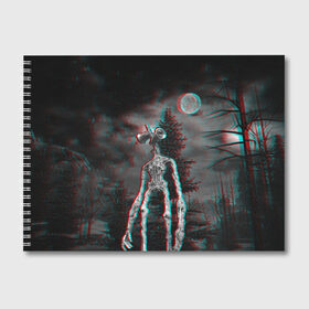 Альбом для рисования с принтом Siren Head Horror в Белгороде, 100% бумага
 | матовая бумага, плотность 200 мг. | Тематика изображения на принте: glitch | glitch siren head | rgb | siren head | sirena | глитч | глич | ретро | сирейноголовый | сирена | сиреноголовый