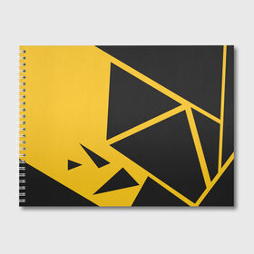 Альбом для рисования с принтом Треугольники в Белгороде, 100% бумага
 | матовая бумага, плотность 200 мг. | жёлтый | кибер | полигоны | треугольники | чёрный