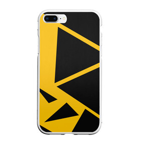 Чехол для iPhone 7Plus/8 Plus матовый с принтом Треугольники в Белгороде, Силикон | Область печати: задняя сторона чехла, без боковых панелей | жёлтый | кибер | полигоны | треугольники | чёрный