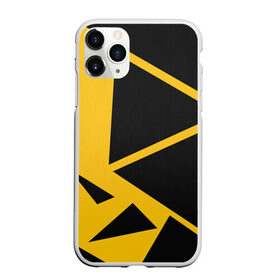 Чехол для iPhone 11 Pro Max матовый с принтом Треугольники в Белгороде, Силикон |  | жёлтый | кибер | полигоны | треугольники | чёрный