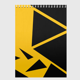 Скетчбук с принтом Треугольники в Белгороде, 100% бумага
 | 48 листов, плотность листов — 100 г/м2, плотность картонной обложки — 250 г/м2. Листы скреплены сверху удобной пружинной спиралью | жёлтый | кибер | полигоны | треугольники | чёрный