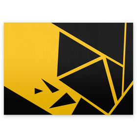 Поздравительная открытка с принтом Треугольники в Белгороде, 100% бумага | плотность бумаги 280 г/м2, матовая, на обратной стороне линовка и место для марки
 | жёлтый | кибер | полигоны | треугольники | чёрный