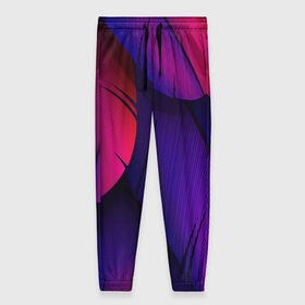 Женские брюки 3D с принтом Tropics в Белгороде, полиэстер 100% | прямой крой, два кармана без застежек по бокам, с мягкой трикотажной резинкой на поясе и по низу штанин. В поясе для дополнительного комфорта — широкие завязки | purple | абстрактный | абстракция | геометрический рисунок | геометрия | индиго | корея | кружево | листья | лого | неон | неоновая | неоновое | неоновые листья | неоновый | пальмы | рисунок | текстура