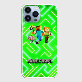 Чехол для iPhone 13 Pro Max с принтом Майнкрафт   Minecraft в Белгороде,  |  | Тематика изображения на принте: alex | creeper | dungeons | minecraft | piggy | steve | алекс | бой | гаст | герои | детские | зелень | зомби | крипер | логотипигры | майнкрафт | мобы | неоновый | песочница | пигги | пиксельный | подземелья | популярные