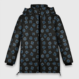 Женская зимняя куртка 3D с принтом Дайсы D&D в Белгороде, верх — 100% полиэстер; подкладка — 100% полиэстер; утеплитель — 100% полиэстер | длина ниже бедра, силуэт Оверсайз. Есть воротник-стойка, отстегивающийся капюшон и ветрозащитная планка. 

Боковые карманы с листочкой на кнопках и внутренний карман на молнии | board games | d20 | dd | dungeons  dragons | дайсы | кубик | кубики | настолки | настольные игры | подземелья и драконы