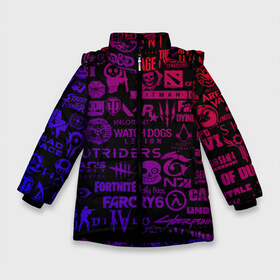 Зимняя куртка для девочек 3D с принтом Лучшие Игры 2014-2021 в Белгороде, ткань верха — 100% полиэстер; подклад — 100% полиэстер, утеплитель — 100% полиэстер. | длина ниже бедра, удлиненная спинка, воротник стойка и отстегивающийся капюшон. Есть боковые карманы с листочкой на кнопках, утяжки по низу изделия и внутренний карман на молнии. 

Предусмотрены светоотражающий принт на спинке, радужный светоотражающий элемент на пуллере молнии и на резинке для утяжки. | Тематика изображения на принте: brawl stars | crysis | cs.csgo.fortnite | cyberpunk | cyberpunk2077 | diablo | doom | dota | dota 2 | gta | minecraft | resident evil | sally face | sans | stalker | the last | the witcher | undertale | valorant | watch dogs | wot | бравл | 