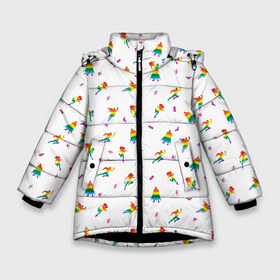 Зимняя куртка для девочек 3D с принтом DC Rainbow в Белгороде, ткань верха — 100% полиэстер; подклад — 100% полиэстер, утеплитель — 100% полиэстер. | длина ниже бедра, удлиненная спинка, воротник стойка и отстегивающийся капюшон. Есть боковые карманы с листочкой на кнопках, утяжки по низу изделия и внутренний карман на молнии. 

Предусмотрены светоотражающий принт на спинке, радужный светоотражающий элемент на пуллере молнии и на резинке для утяжки. | batman | dc pride | flash | harley quinn | justice league | pride | superman | vdosadir | wonder woman | бэтмен | лига справедливости | прайд | радуга