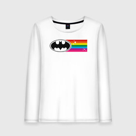 Женский лонгслив хлопок с принтом Batman Rainbow Logo в Белгороде, 100% хлопок |  | batman | dc pride | justice league | pride | vdosadir | бэтмен | лига справедливости | прайд | радуга