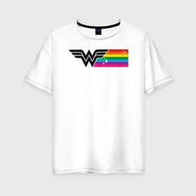 Женская футболка хлопок Oversize с принтом Wonder Woman Rainbow Logo в Белгороде, 100% хлопок | свободный крой, круглый ворот, спущенный рукав, длина до линии бедер
 | dc pride | justice league | pride | vdosadir | wonder woman | лига справедливости | прайд | радуга | чудо женщина