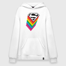 Худи SuperOversize хлопок с принтом Superman Logo в Белгороде, 70% хлопок, 30% полиэстер, мягкий начес внутри | карман-кенгуру, эластичная резинка на манжетах и по нижней кромке, двухслойный капюшон
 | dc pride | justice league | pride | superman | vdosadir | лига справедливости | прайд | радуга | супермен