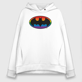 Женское худи Oversize хлопок с принтом Batman Logo в Белгороде, френч-терри — 70% хлопок, 30% полиэстер. Мягкий теплый начес внутри —100% хлопок | боковые карманы, эластичные манжеты и нижняя кромка, капюшон на магнитной кнопке | batman | dc pride | justice league | pride | vdosadir | бэтмен | лига справедливости | прайд | радуга