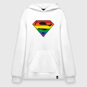 Худи SuperOversize хлопок с принтом Superman Logo в Белгороде, 70% хлопок, 30% полиэстер, мягкий начес внутри | карман-кенгуру, эластичная резинка на манжетах и по нижней кромке, двухслойный капюшон
 | dc pride | justice league | pride | superman | vdosadir | лига справедливости | прайд | радуга | супермен