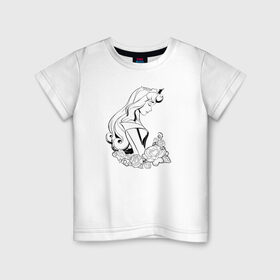 Детская футболка хлопок с принтом Sleeping Beauty в Белгороде, 100% хлопок | круглый вырез горловины, полуприлегающий силуэт, длина до линии бедер | aurora | disney princess | sleeping beauty | vdkimel | аврора | спящая красавица