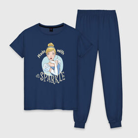 Женская пижама хлопок с принтом Золушка в Белгороде, 100% хлопок | брюки и футболка прямого кроя, без карманов, на брюках мягкая резинка на поясе и по низу штанин | cinderella | disney princess | vdkimel | золушка