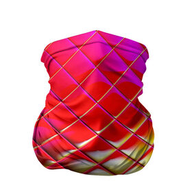 Бандана-труба 3D с принтом Зеркальная сетка в Белгороде, 100% полиэстер, ткань с особыми свойствами — Activecool | плотность 150‒180 г/м2; хорошо тянется, но сохраняет форму | зеркало | искажение | красный | оранжевый | розовый | сетка | стекло | фиолетовый