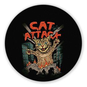 Коврик для мышки круглый с принтом Нападение гигантского котика в Белгороде, резина и полиэстер | круглая форма, изображение наносится на всю лицевую часть | attack | attacks | big | cat | cats | catzilla | city | cute | flame | flames | kaiju | kitten | kitty | атака | атакует | большой | город | кайдзю | катастрофа | кот | котенок | котзилла | котик | котострофа | милый | нападает | огонь | огро
