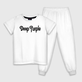 Детская пижама хлопок с принтом Deep Purple в Белгороде, 100% хлопок |  брюки и футболка прямого кроя, без карманов, на брюках мягкая резинка на поясе и по низу штанин
 | Тематика изображения на принте: deep purple | альбом | гловер | группа | дееп | деп | ди | дип | диперпл | дипперпл | иэн гиллан | иэн пэйс | лого | логотип | метал | морс | пепл | перпл | прогрессивный | психоделический | рок | символ | хард