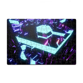 Пазл магнитный 126 элементов с принтом Blue Neons в Белгороде, полимерный материал с магнитным слоем | 126 деталей, размер изделия —  180*270 мм | Тематика изображения на принте: blue | cyberpunk2077 | girl | neon | неон | неоновая