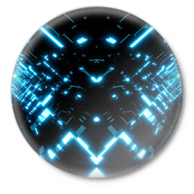 Значок с принтом Neon Lights в Белгороде,  металл | круглая форма, металлическая застежка в виде булавки | Тематика изображения на принте: blue | cyberpunk2077 | girl | neon | неон | неоновая