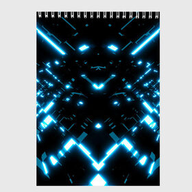 Скетчбук с принтом Neon Lights в Белгороде, 100% бумага
 | 48 листов, плотность листов — 100 г/м2, плотность картонной обложки — 250 г/м2. Листы скреплены сверху удобной пружинной спиралью | blue | cyberpunk2077 | girl | neon | неон | неоновая