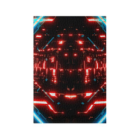 Обложка для паспорта матовая кожа с принтом Neon Lights в Белгороде, натуральная матовая кожа | размер 19,3 х 13,7 см; прозрачные пластиковые крепления | Тематика изображения на принте: blue | cyberpunk2077 | girl | neon | неон | неоновая