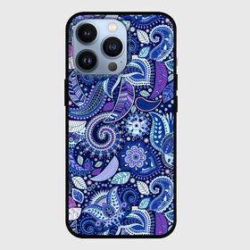 Чехол для iPhone 13 Pro с принтом ВОСТОЧНЫЙ УЗОР в Белгороде,  |  | восток | гжель | красивый | природа | синий | сказка | узор | фиолетовый | цветы