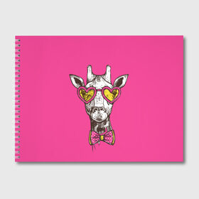 Альбом для рисования с принтом жираф в очках в Белгороде, 100% бумага
 | матовая бумага, плотность 200 мг. | Тематика изображения на принте: графика | животное | жираф | очки | ретро | рисунок жирафа | розовый | сердечки | солнечные очки | хипстер