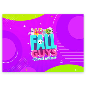 Поздравительная открытка с принтом Fall Guys в Белгороде, 100% бумага | плотность бумаги 280 г/м2, матовая, на обратной стороне линовка и место для марки
 | fall guys | fallguys | ultimate knockout | игры | фолл гайз