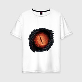 Женская футболка хлопок Oversize с принтом Око дракона в Белгороде, 100% хлопок | свободный крой, круглый ворот, спущенный рукав, длина до линии бедер
 | dragon | eye | fire | flame | scale | дракон | око
