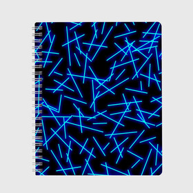 Тетрадь с принтом Неоновые линии в Белгороде, 100% бумага | 48 листов, плотность листов — 60 г/м2, плотность картонной обложки — 250 г/м2. Листы скреплены сбоку удобной пружинной спиралью. Уголки страниц и обложки скругленные. Цвет линий — светло-серый
 | geometry | neon | pattern | stripes | блестки | геометрические | геометрия | градиент | лампочка | линии | неоновый | паттерн | пламя | полоски | полосы | свет | светящиеся | сияние | текстура | текстурные