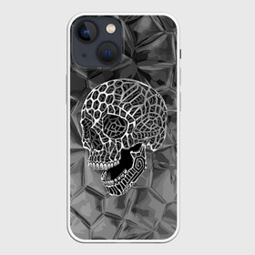 Чехол для iPhone 13 mini с принтом Cell skull в Белгороде,  |  | cell | grin | jaw | metal | skull | teeth | зубы | металл | оскал | пасть | соты | череп