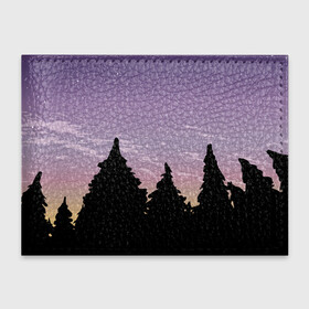 Обложка для студенческого билета с принтом Лес под ночным небом в Белгороде, натуральная кожа | Размер: 11*8 см; Печать на всей внешней стороне | Тематика изображения на принте: вечер | градиент | закат | звездное небо | звезды | лес | небо | очертание | очертание леса | сумерки | тайга | фиолетовый | черный
