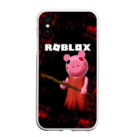 Чехол для iPhone XS Max матовый с принтом ROBLOX PIGGY - СВИНКА ПИГГИ в Белгороде, Силикон | Область печати: задняя сторона чехла, без боковых панелей | pig | piggy | roblox | игра | компьютерная игра | логотип | онлайн | онлайн игра | пигги | поросенок | роблакс | роблокс | свинка | свинья