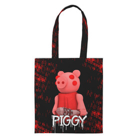 Шоппер 3D с принтом ROBLOX PIGGY - СВИНКА ПИГГИ в Белгороде, 100% полиэстер | Плотность: 200 г/м2; Размер: 34×35 см; Высота лямок: 30 см | pig | piggy | roblox | игра | компьютерная игра | логотип | онлайн | онлайн игра | пигги | поросенок | роблакс | роблокс | свинка | свинья