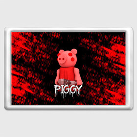 Магнит 45*70 с принтом ROBLOX PIGGY - СВИНКА ПИГГИ в Белгороде, Пластик | Размер: 78*52 мм; Размер печати: 70*45 | pig | piggy | roblox | игра | компьютерная игра | логотип | онлайн | онлайн игра | пигги | поросенок | роблакс | роблокс | свинка | свинья