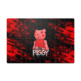 Пазл магнитный 126 элементов с принтом ROBLOX PIGGY - СВИНКА ПИГГИ в Белгороде, полимерный материал с магнитным слоем | 126 деталей, размер изделия —  180*270 мм | Тематика изображения на принте: pig | piggy | roblox | игра | компьютерная игра | логотип | онлайн | онлайн игра | пигги | поросенок | роблакс | роблокс | свинка | свинья