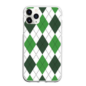 Чехол для iPhone 11 Pro Max матовый с принтом Зелёные ромбы в Белгороде, Силикон |  | Тематика изображения на принте: белый | геометрические фигуры | зеленый | пунктир | ромб | ромбы | тёмный