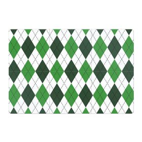 Магнитный плакат 3Х2 с принтом Зелёные ромбы в Белгороде, Полимерный материал с магнитным слоем | 6 деталей размером 9*9 см | Тематика изображения на принте: белый | геометрические фигуры | зеленый | пунктир | ромб | ромбы | тёмный