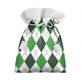 Подарочный 3D мешок с принтом Зелёные ромбы в Белгороде, 100% полиэстер | Размер: 29*39 см | Тематика изображения на принте: белый | геометрические фигуры | зеленый | пунктир | ромб | ромбы | тёмный