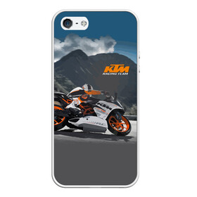 Чехол для iPhone 5/5S матовый с принтом KTM Racing team в Белгороде, Силикон | Область печати: задняя сторона чехла, без боковых панелей | clouds | ktm | motorcycle | mountains | nature | racer | racing | route | sky | team | гонщик | горы | мотоцикл | небо | облака | природа | трасса