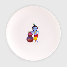 Тарелка с принтом Кришна в Белгороде, фарфор | диаметр - 210 мм
диаметр для нанесения принта - 120 мм | кришна рама харе кришна