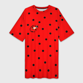 Платье-футболка 3D с принтом Божья коровка на горошке в Белгороде,  |  | ladybug | pattern | summer | алый | арбуз | бабочки | вишня | горох | горошек | животные | жук | клубника | красный | круги | лапки | лето | насекомые | орнамент | паттерн | помада | прикольный | пузыри | пятнистый