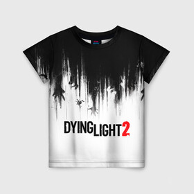 Детская футболка 3D с принтом Dying Light 2 в Белгороде, 100% гипоаллергенный полиэфир | прямой крой, круглый вырез горловины, длина до линии бедер, чуть спущенное плечо, ткань немного тянется | Тематика изображения на принте: 2 | 2021 | dying light | light | logo | techland | игра | красный | кровь | лого | логотип